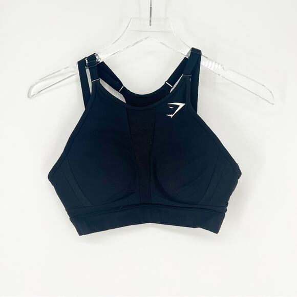Gymshark Mesh Neckline Sports Bra S Black - Picture 2 of 5